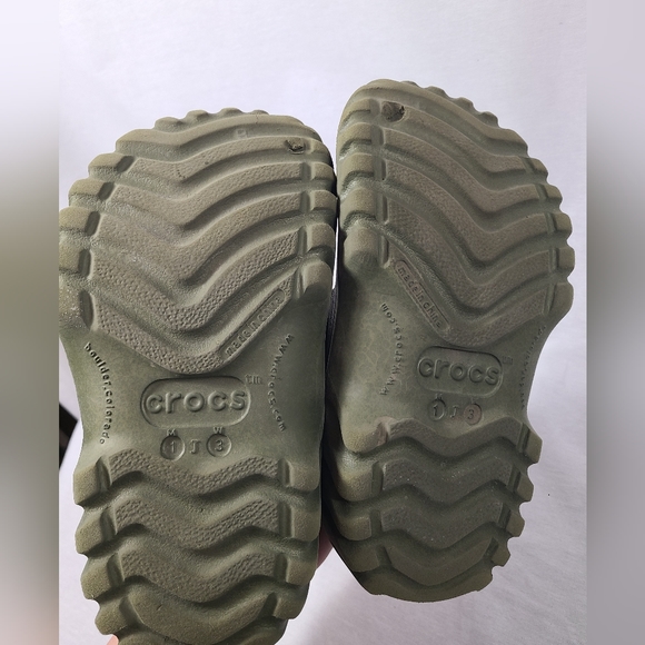 Crocs Axle All Terrain Camo Green Lace Up Duck Boat Clog Shoe Size M 1/W3 Junior - Picture 10 of 14